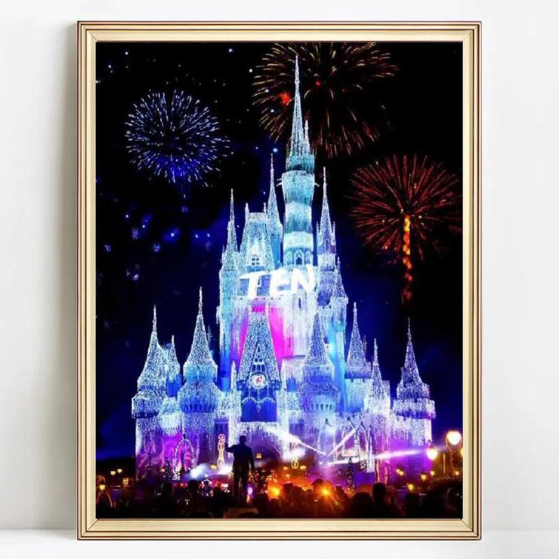 5D Diamond Arts Colorful Painting Kit, Castle Pattern DIY Diamond Arts Colorful Painting without Frame, Handmade Art Crafts for Home Decor