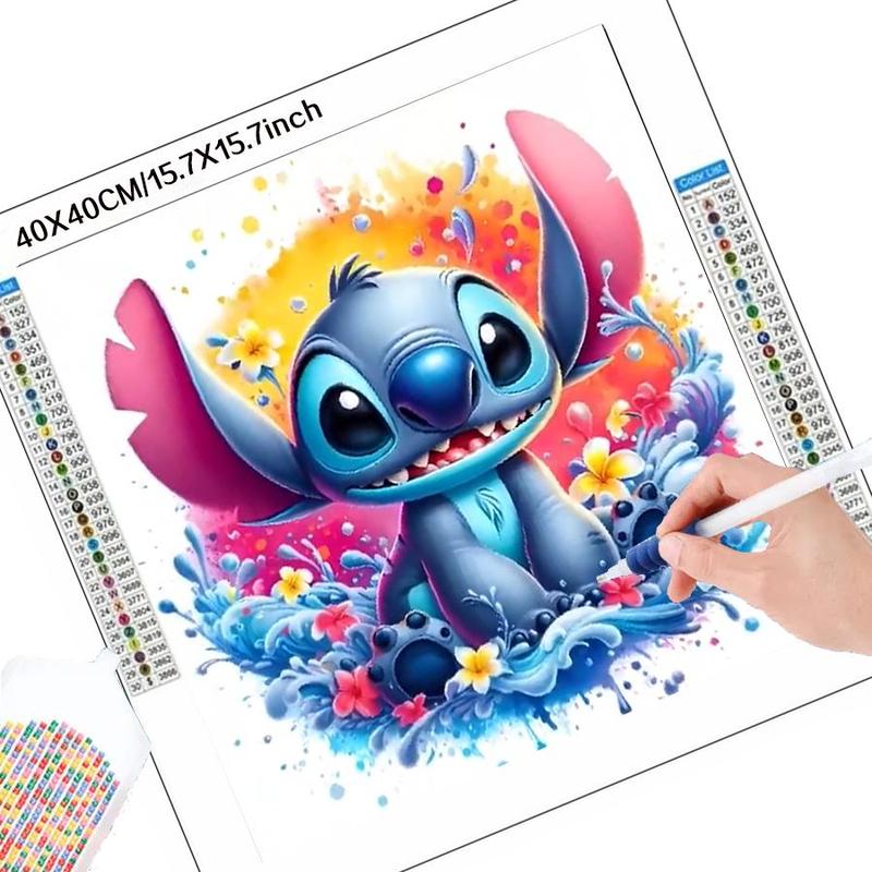 Disney Flowers Stitch Pattern DIY Diamond Arts Colorful Painting Kit without Frame, DIY 5D Diamond Arts Colorful Painting Kit, Wall Art Decor for Home