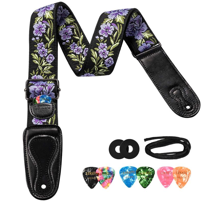 LEKATO LGS-6 Flower Bass Strap Flower Guitar Strap, for Bass Electric & Acoustic Guitar 2