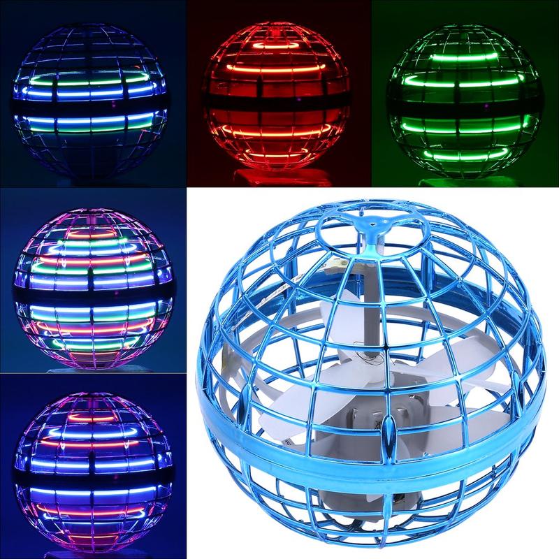 Globe Shape Gyratory Flying Ball Mini Flying Toy 360° Rotating Spinning LED Lights For Kids And Adults