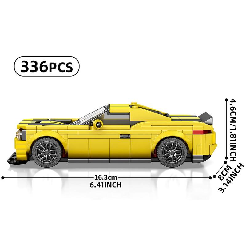 Yellow Sports Car Building Blocks, 1 Box Racing Car Model Building Blocks, Creative Desktop Decorations, Birthday Gifts for 14+ Age