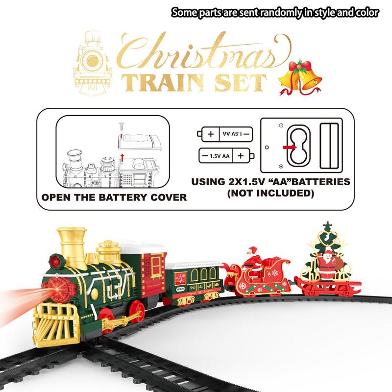 Electric Train Set, Classic Train Toy Set, 1 Set Train Model Toy with Sound & Light, Festive Gift for Boys & Girls, No Battery Provided