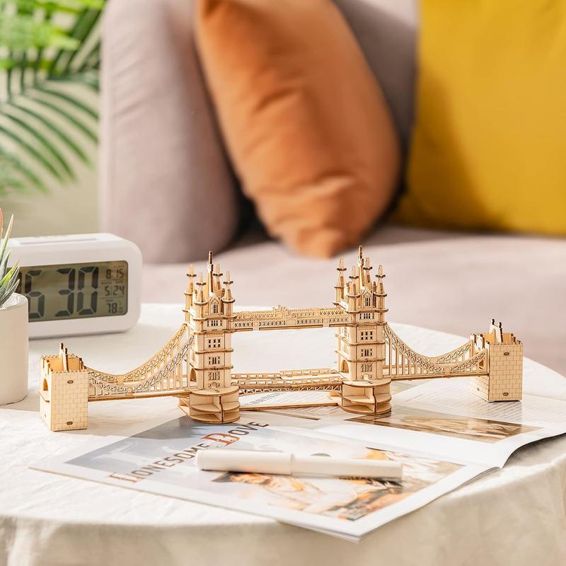 3D Puzzles for Adults,DIY Wooden Model Kits for Adults to Build,Birthday London Tower Bridge