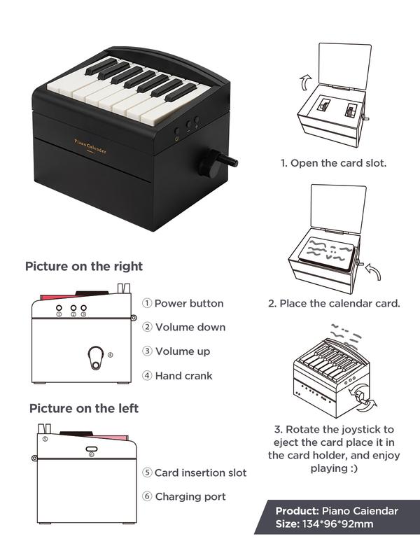 Piano Calendar 2025,Desk Calendar,Rechargeable Mini Piano With 52 Music Scores in 27 Cards,Christmas Gift,Creative Birthday Gifts