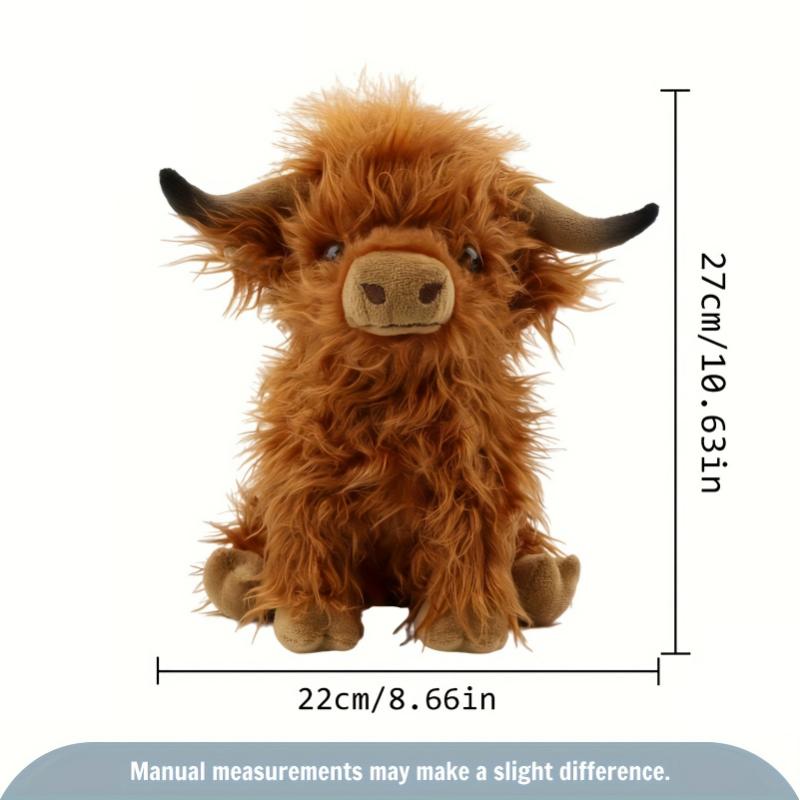 27cm 10.63in Highland Cow Plush Toy Soft Stuffed Doll Cute Highland Cattle Cow Plush Pillow for Friends Fans Christmas Gift Holiday Gifts