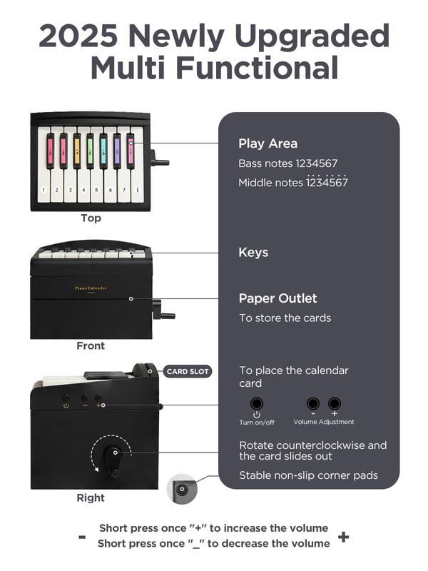 Piano Calendar 2025,Desk Calendar,Rechargeable Mini Piano With 52 Music Scores in 27 Cards,Christmas Gift,Creative Birthday Gifts