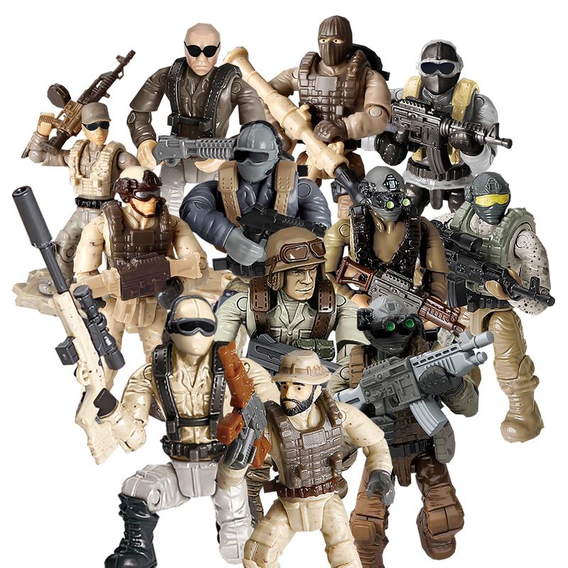 Minifigures Blind Bags, Military Action Figures with Weapons and Accessories Mystery Pack Thunder Special Forces 1050-6pcs brick military blind bags minifigures building block building toy