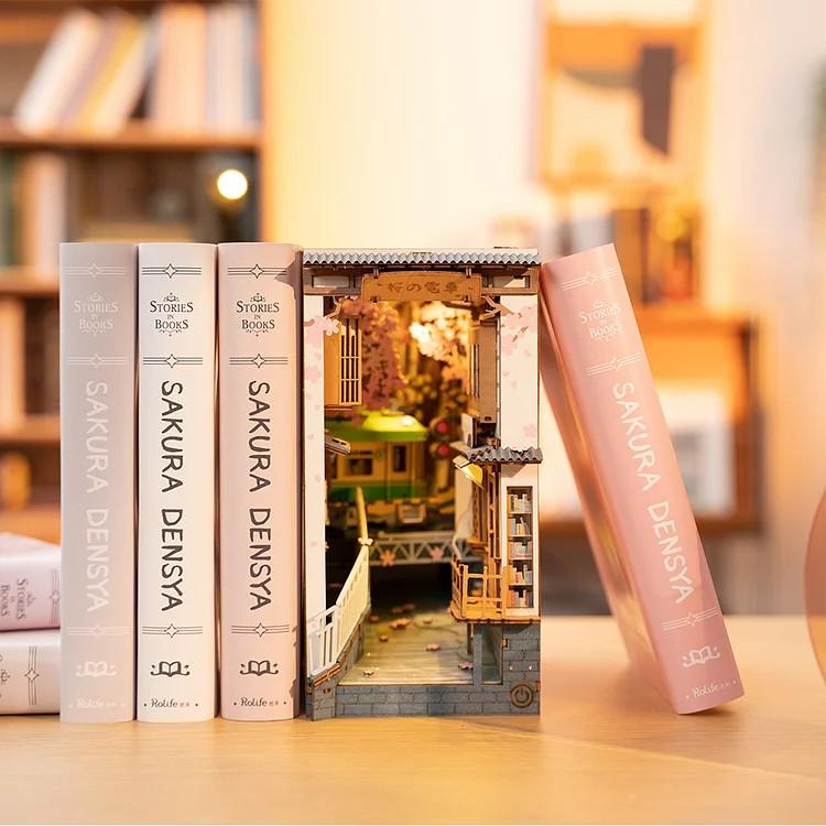 Robotime Rolife Book Nooks Series Stories in Books 4 Kinds DIY Wooden Miniature House Furniture Sakura Densya TGB01 Dropshipping