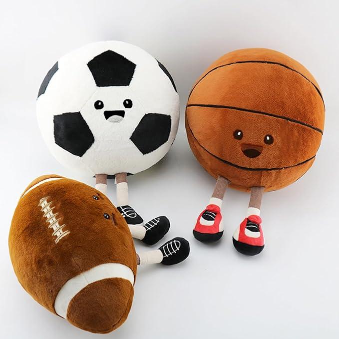 Jellycat Basketball, American football, Soccer, Stuffed Sports Plushes, Basketball Gifts for Boys and Girls, Soft Sports Pillows Basketball Stuffed Animal Room Decor