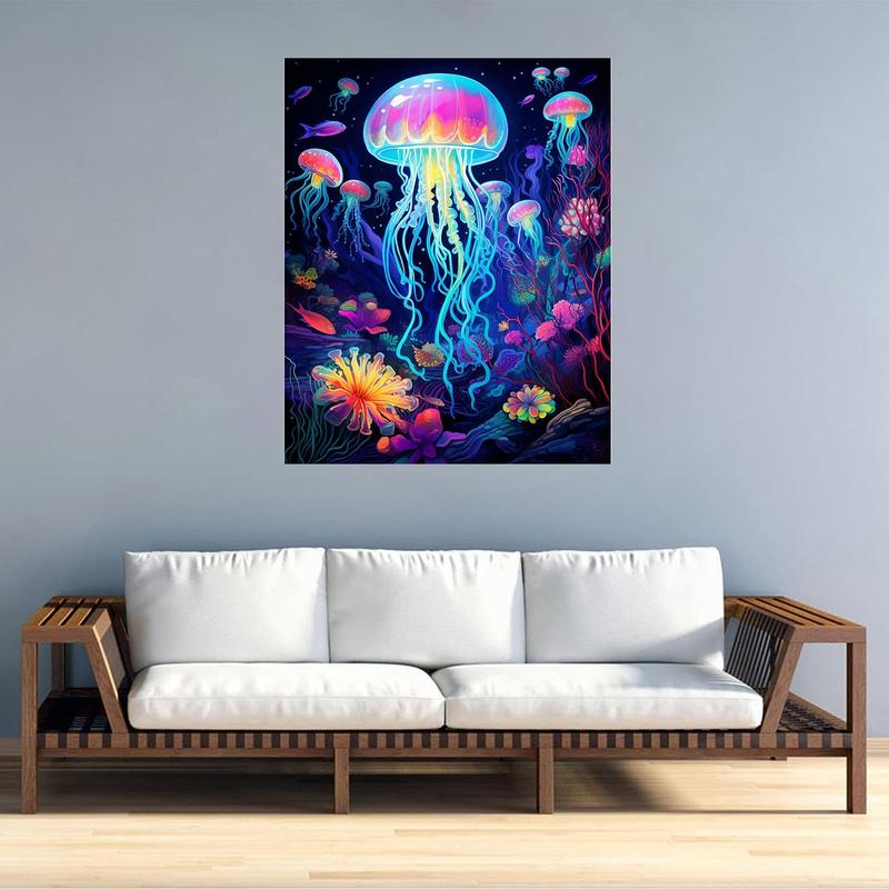 Diamond Painting Kits for Adults Glowing Jellyfish DIY 5D Diamond Art Kits for Kids Beginners Full Drill Diamond Dots Crystal Craft Kits for Home Wall Art Bedroom Decor Gifts 11.8x15.7 inch