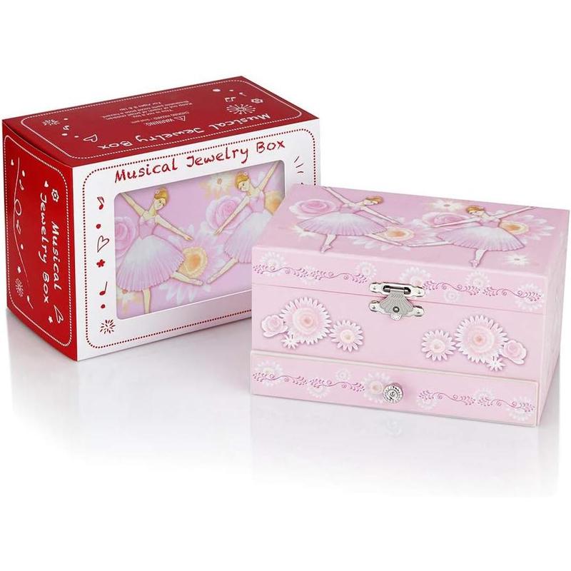 Musical  Box for Girls with Drawer and  Set with Ballerina Theme - Swan Lake Tune Pink