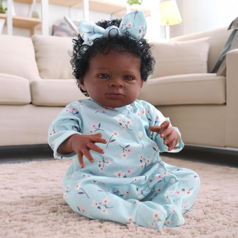 Wooroy Reborn Doll - Birthday Gift, Girl Gift, Kids Gift, Black Hair, Big Sister Gift, Brown Skin, Lifelike Reborn Baby Dolls Black Girl- 20-Inch Realistic Newborn Real Life Baby Dolls with Clothes Gift for Kids Age 3+