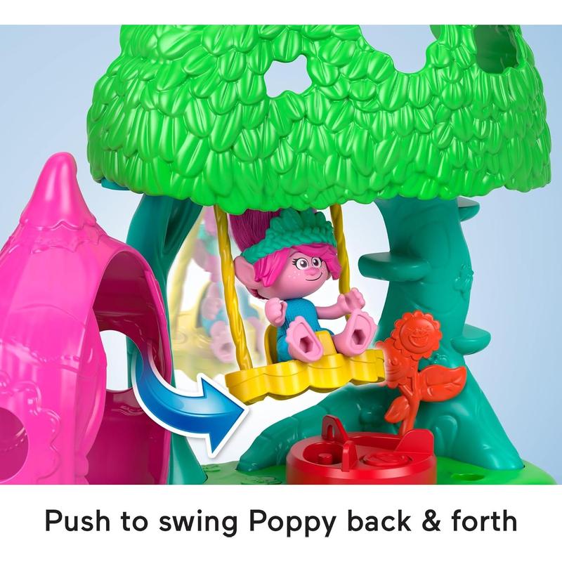 Fisher-Price Imaginext DreamWorks Trolls Toys Flower Fun Campsite Playset with Poppy Figure for Pretend Play Kids Ages 3+ Years