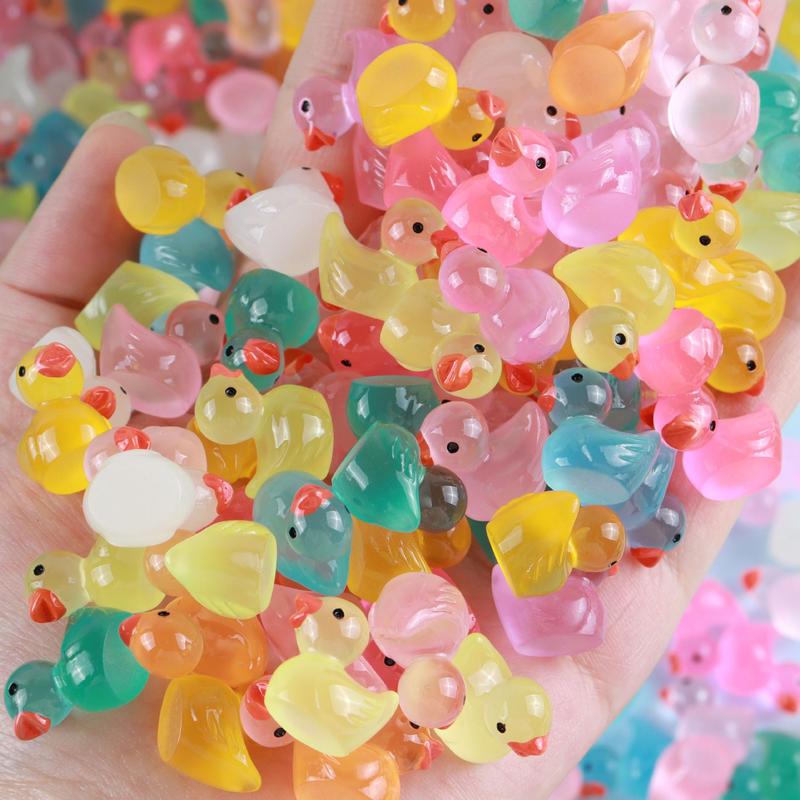 Mini Luminous Ducks, 1 Set DIY Creative Resin Toy Accessories, DIY Decoration for Phone Case, Landscape Potted Plant Decoration, Christmas DIY Home Projects, DIY Kits for Teens, Thanksgiving Christmas Gift Set