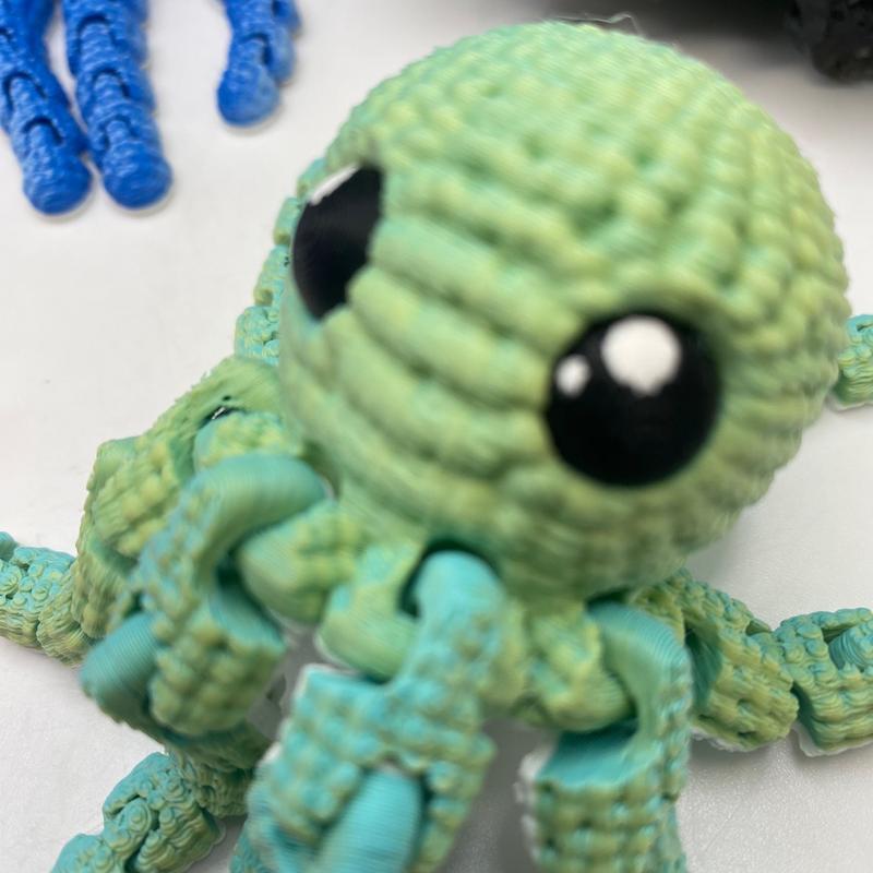 3D Printed Crochet Octopus- Random Color.  Articulating legs hand fidget animal figurine stress relief