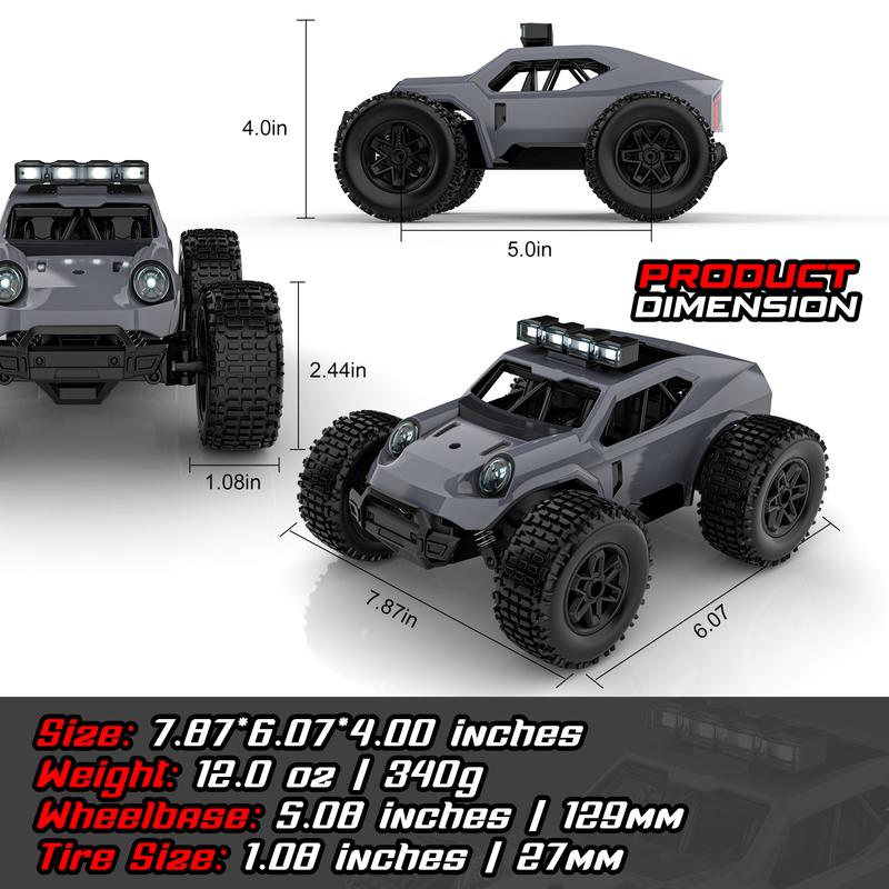 Remote Control Car - 28km h 2.4GHz High Speed Rc Cars Toys, Offroad Hobby Rc Truck Toy with LedLights, Rechargeable Toy Car Gift for 3 4 5 6 7 8-12 Year Old Boys Girls Kids Toys multicoloured occupations hd camera dinosaur truck toy  race