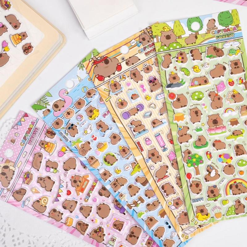 Capybara Cartoon Animal Pattern Sticker, 4 Counts pack Animal Paper Decor, Decorative Sticker for DIY Scrapbooking, Journaling, Gift Wrapping