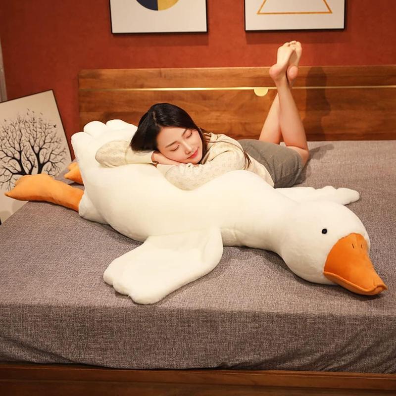 Giant White Goose Plush-63 in Soft Furry Swan Stuffed Animal Pillow,Huge Goose Plush Hugging Pillow Gifts for Every Age (63 in)