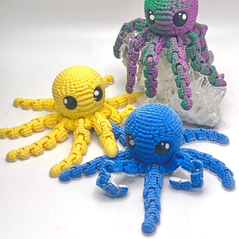 3D Printed Crochet Octopus- Random Color.  Articulating legs hand fidget animal figurine stress relief