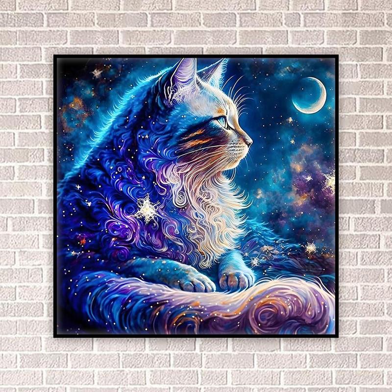 Cat Pattern DIY Diamond Painting Kit without Frame, 1 Set 5D Diamond Painting Kit, DIY Decor Painting for Bedroom Living Room