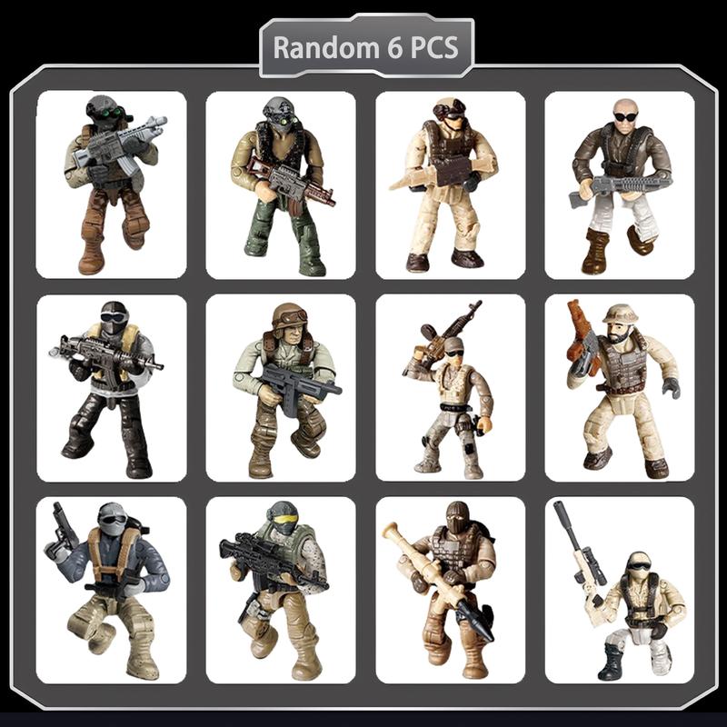 Minifigures Blind Bags, Military Action Figures with Weapons and Accessories Mystery Pack Thunder Special Forces 1050-6pcs brick military blind bags minifigures building block building toy