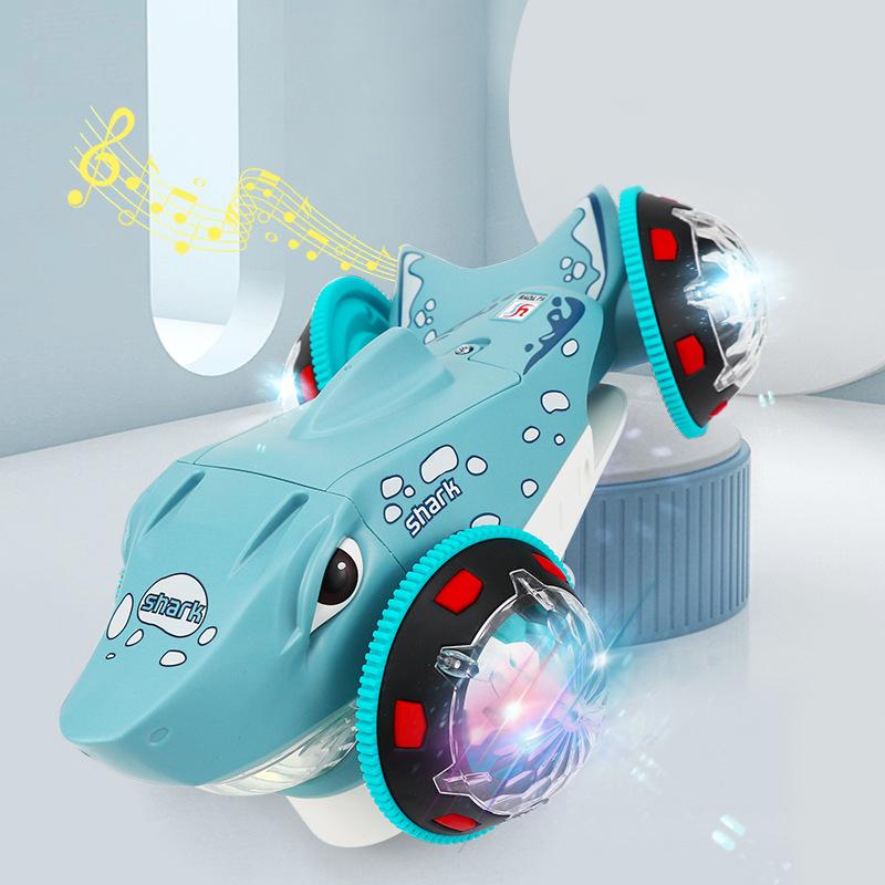 Electric Stunt Drift Rotating Shark Car Universal Driving Light Music Toy Car