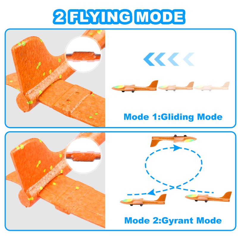 Fuwidvia 3 Pack Airplane Launcher Toys, 13.2'' LED Foam Glider Catapult Plane Toy for Boys, 2 Flight Modes Outdoor Flying Toys  Gifts for Boys Girls 4 5 6 7 8 9 10 11 12 Year Old Dinosaur Airplane