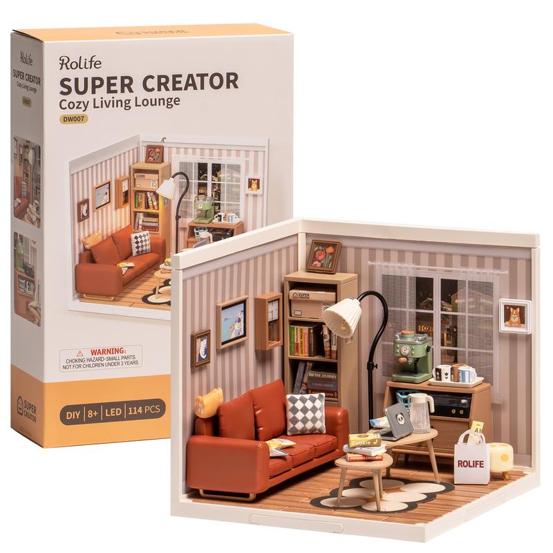 Rolife Cozy Living Lounge DIY Plastic Miniature House DW007