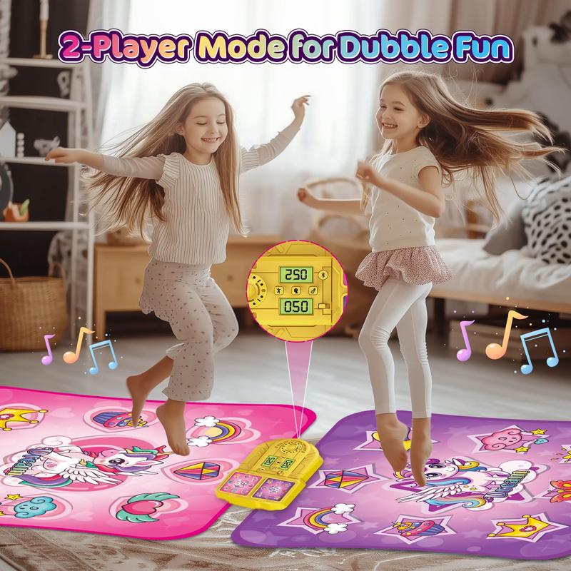 VATOS Dance Mat Toys for Girls - 4 Game Modes & 9 Challenge Levels with Adjustable Volume, Led Light & Wireless Bluetooth | Music Play Mat Birthday Gifts for Kids Ages 3 4 5 6 7 8 9+ Years Olds