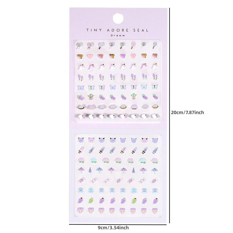 Random Color Mini Cute Sticker, 3 Counts pack Cartoon Pattern Decorative Sticker, DIY Decals for Scrapbook & Journal & Water Bottle