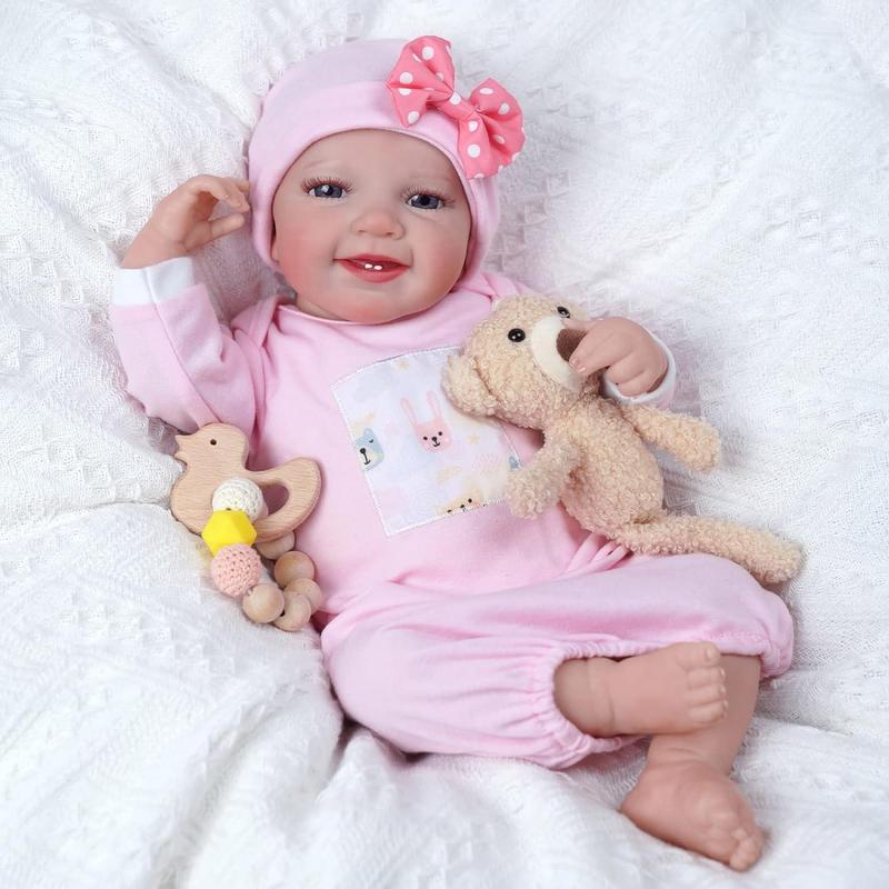 BABESIDE Lifelike Reborn Baby Dolls Leen- 20-Inch Sweet Smile Realistic-Newborn Baby Dolls Handmade Baby Feeling Real Life Baby Dolls Girl with Feeding Kit Gift Box for Kids Age 3+