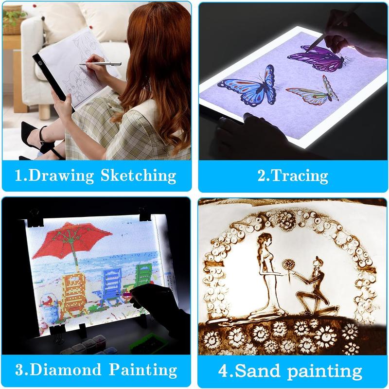 183PCS A4 Diamond Painting Light Pad Kit Board for Diamond Painting Accessories with 5D Painting Tools Set for Full Drill & Partial Drill Art