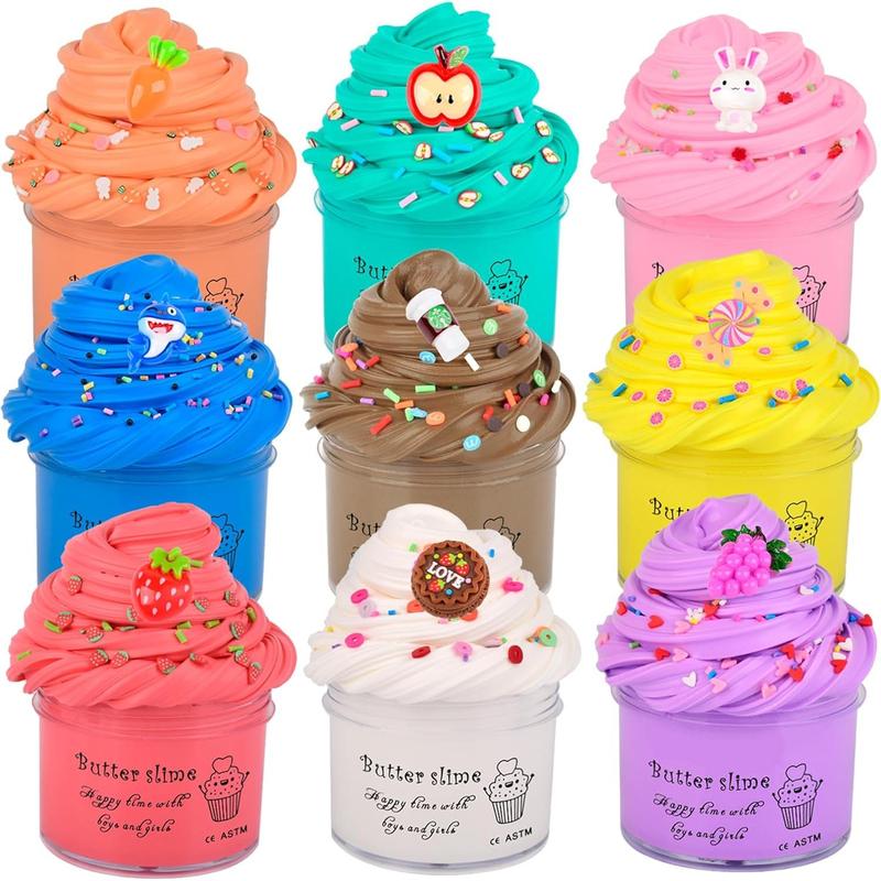 Butter slime set 9 pieces, suitable for party gifts for boys and girls, scented slime, soft and non-sticky, high-quality carnival prizes,