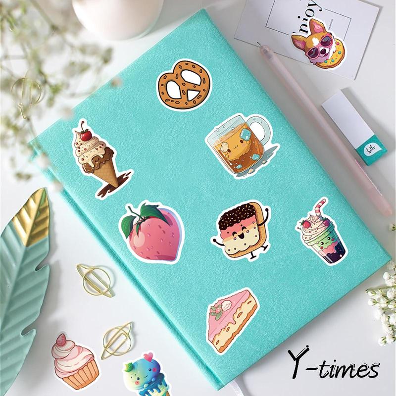 100pcs Cartoon Food Pattern Sticker, Cute Multi-purpose Sticker For DIY Craft, Decoration, Hand Account, Trending Home Decor 2024