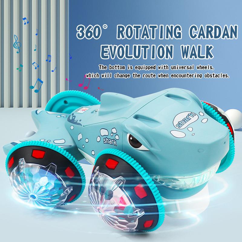 Electric Stunt Drift Rotating Shark Car Universal Driving Light Music Toy Car