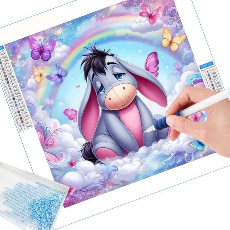 Disney Cartoon Eeyore Pattern DIY Diamond Arts Colorful Painting Kit without Frame, 1 Set DIY 5D Diamond Art Colorful Painting for Home Bedroom Wall Decor