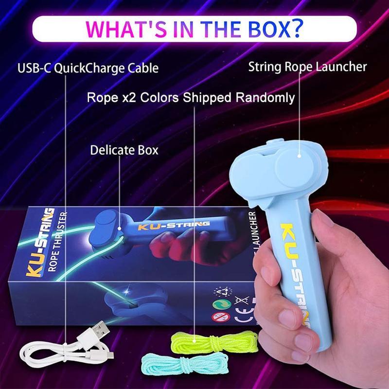 The luminous rope launcher toy, equipped with dual ultraviolet black lights  a safe and fun rope launcher, ideal for music festivals and rave parties