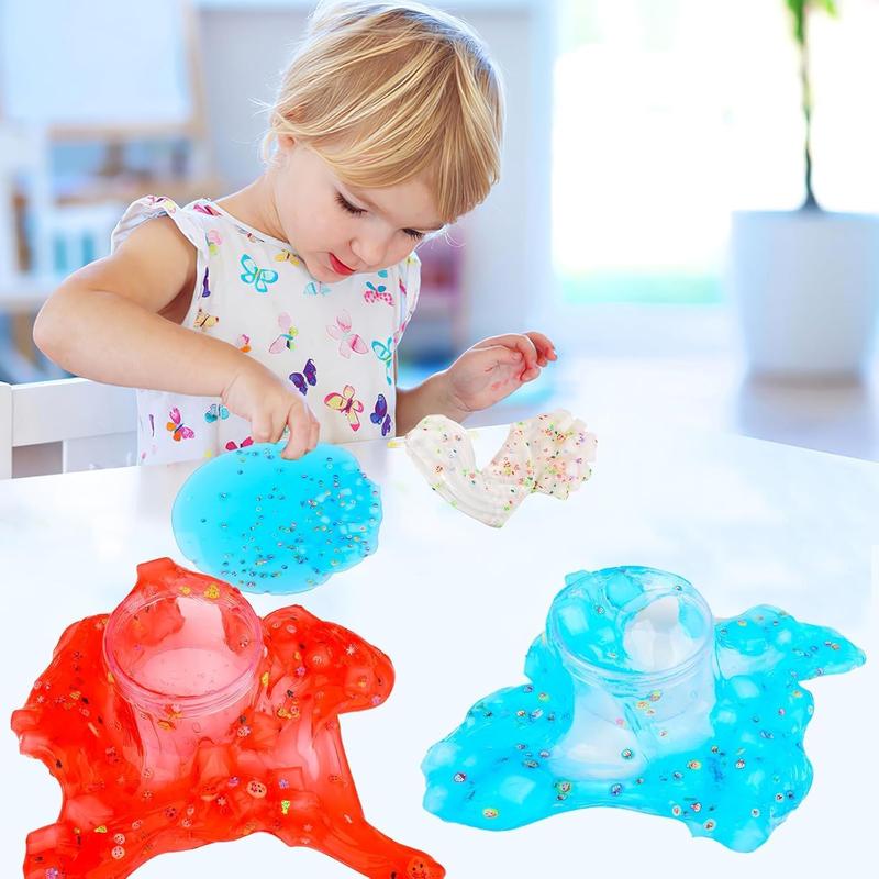 Jelly Cube Clear Slime Kit 8 Pack for Kids, Crunchy Slime, Stress Relief Putty Toy, Party Favors for Girl Boys