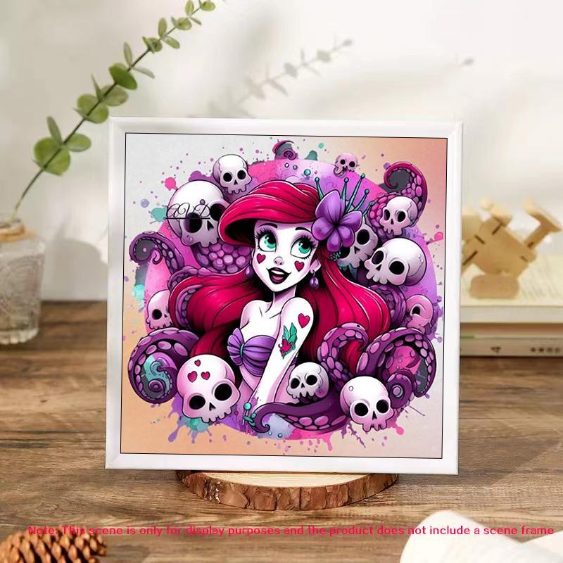 5D Diamond Arts Colorful Painting Kit, Mermaid & Skull Pattern Diamond Arts Crafts without Frame, DIY Diamond Decorative Painting for Bedroom