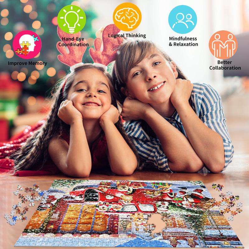 HUADADA 1000 pieces of puzzle for adults, advent calendar puzzle，Merry Christmas, suitable for home decoration for holiday gifts, family games, grandparents brainstorming