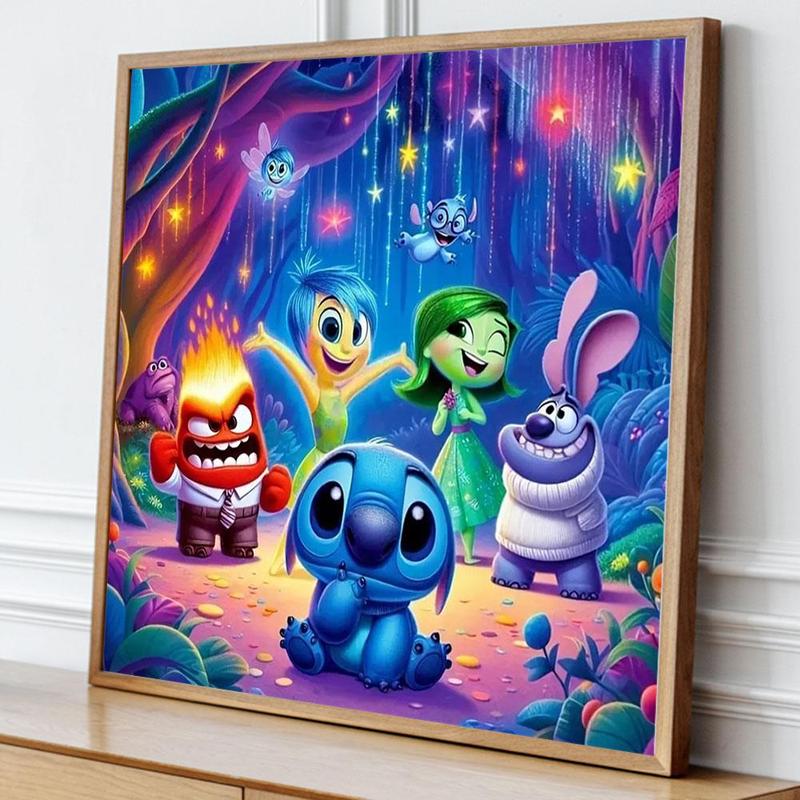 Disney Stitch Pattern 5D Diamond Arts Colorful Painting Kit without Frame, DIY Decorative Art Picture for Beginner, Wall Art Decor for Home Living Room Bedroom