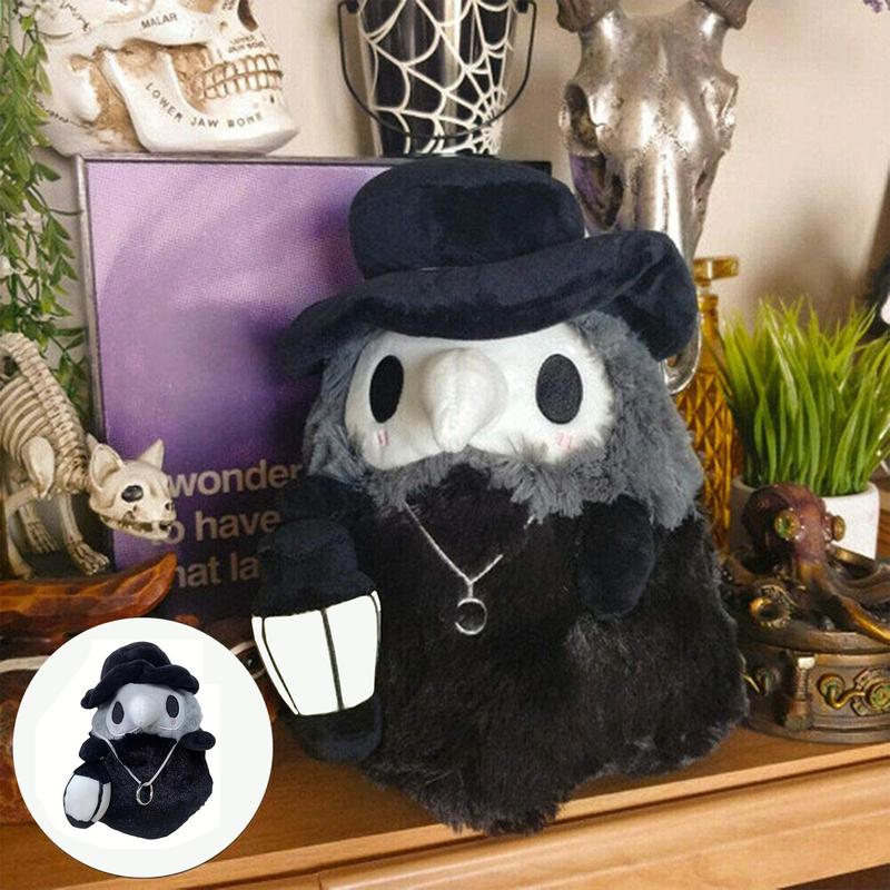 Cute Plague Doctor Design Plush Toy, 1 Count Horror Stuffed Plushie Pillow, Fluffy Plague Doctor Stuffed Figure Toy, Gift for Childern and Friends, Kreeptures Plushies, My First Addiction Toys