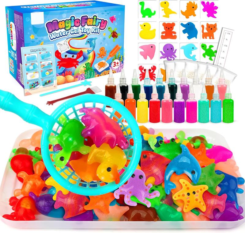 Magic Water Elf Toy Kit - Aqua Art Set with 20 Colors & 16 Molds, DIY Squishy Maker for Kids, Perfect Christmas STEM Party Favor Gift for Ages 3-8 USA