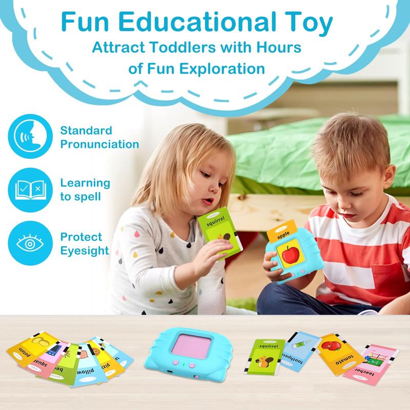 224 510(Spanish&English) Words Alphabet BilingualTalkingHash Cards for 3-8 YearsToddlers.Pocket Speech BuddyTherapy AutismToys,  EducationalLearing InteractiveToy for Boys GirlsKids Gifts Blue