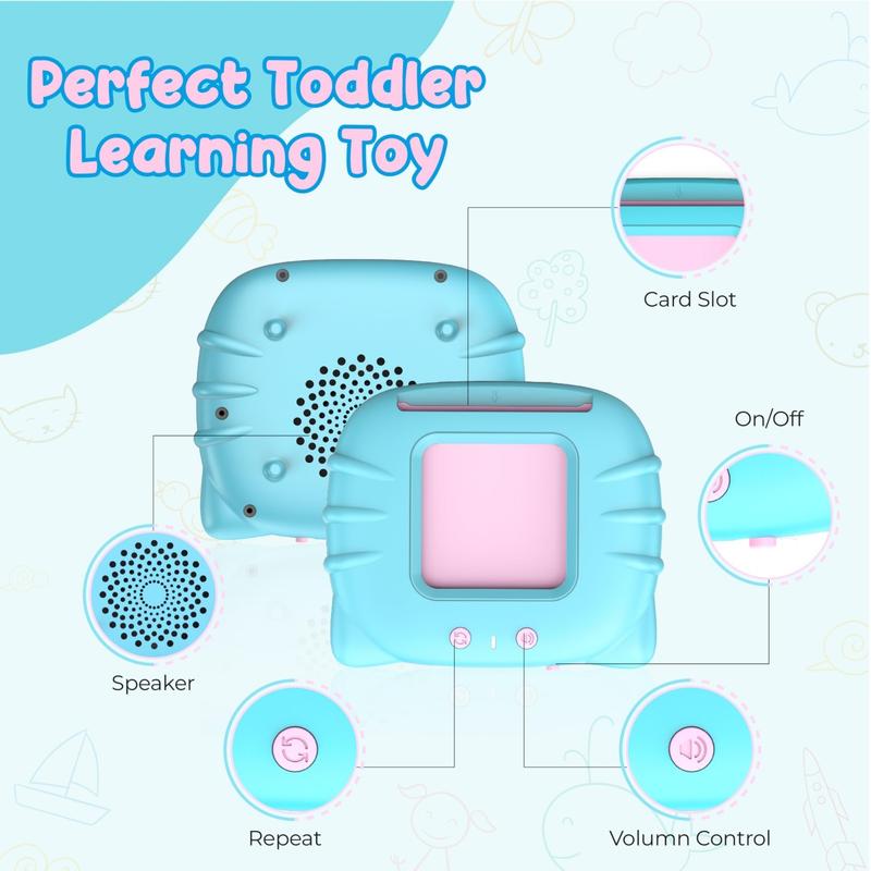 224 510(Spanish&English) Words Alphabet BilingualTalkingHash Cards for 3-8 YearsToddlers.Pocket Speech BuddyTherapy AutismToys,  EducationalLearing InteractiveToy for Boys GirlsKids Gifts Blue