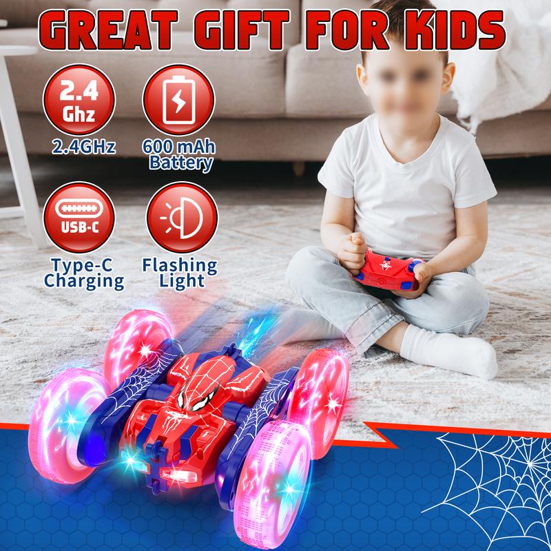 Spider RC Stunt Car, Double Sided 360° Rolling Rotating Rotation， 2.4GHz Electric Race Stunt Car, LED Headlights RC 4WD High Speed Off Road，Rc Drift Truck, Girls Boys Gifts, 360° Rotating RC Stunt Car