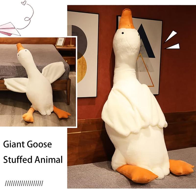 Giant White Goose Plush-63 in Soft Furry Swan Stuffed Animal Pillow,Huge Goose Plush Hugging Pillow Gifts for Every Age (63 in)