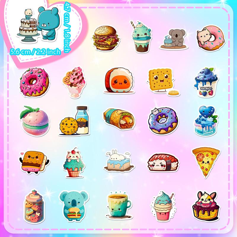 100pcs Cartoon Food Pattern Sticker, Cute Multi-purpose Sticker For DIY Craft, Decoration, Hand Account, Trending Home Decor 2024