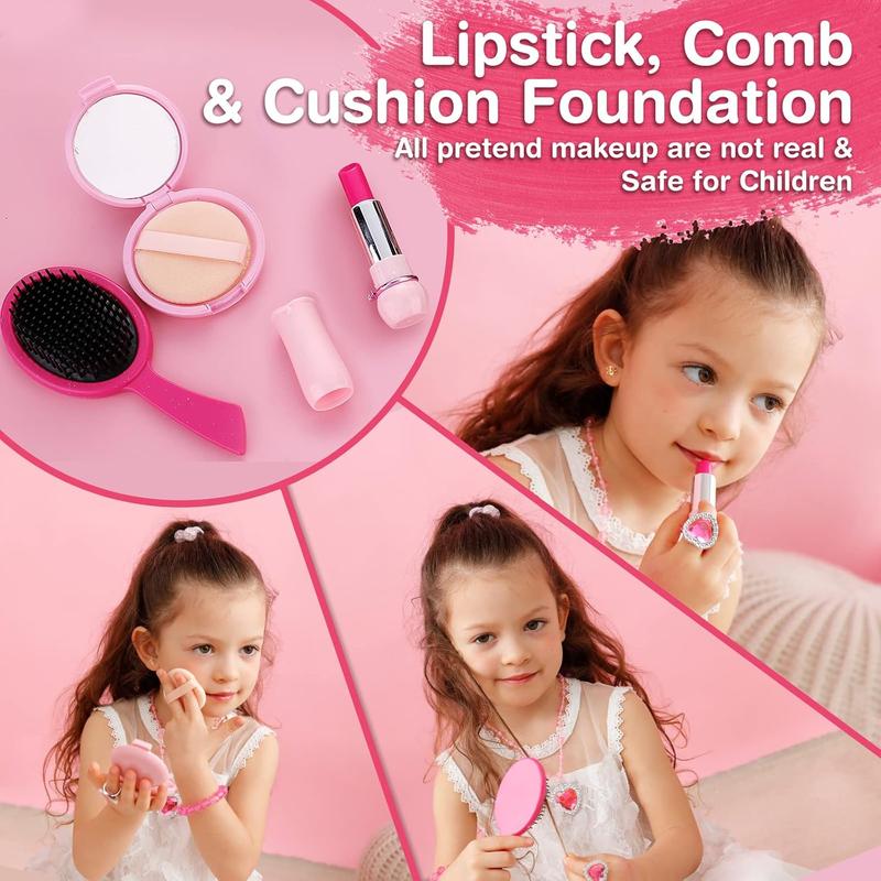 Christmas gift  Kids Makeup Kit for Girl: Cute Kids' Dress Up & Pretend Play Cosmetics Make up Purse Bag Toy Cell Phone Wallet Accessories Kit Gifts Princess Ages 6 7 8 9 10 11 12 Years Old