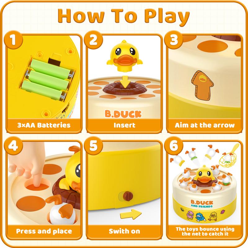 B.Duck Games, Bounce and Catch Duck Board Games, Family Games Toys, Catching Music Games, Preschool Toys, Birthday Gifts